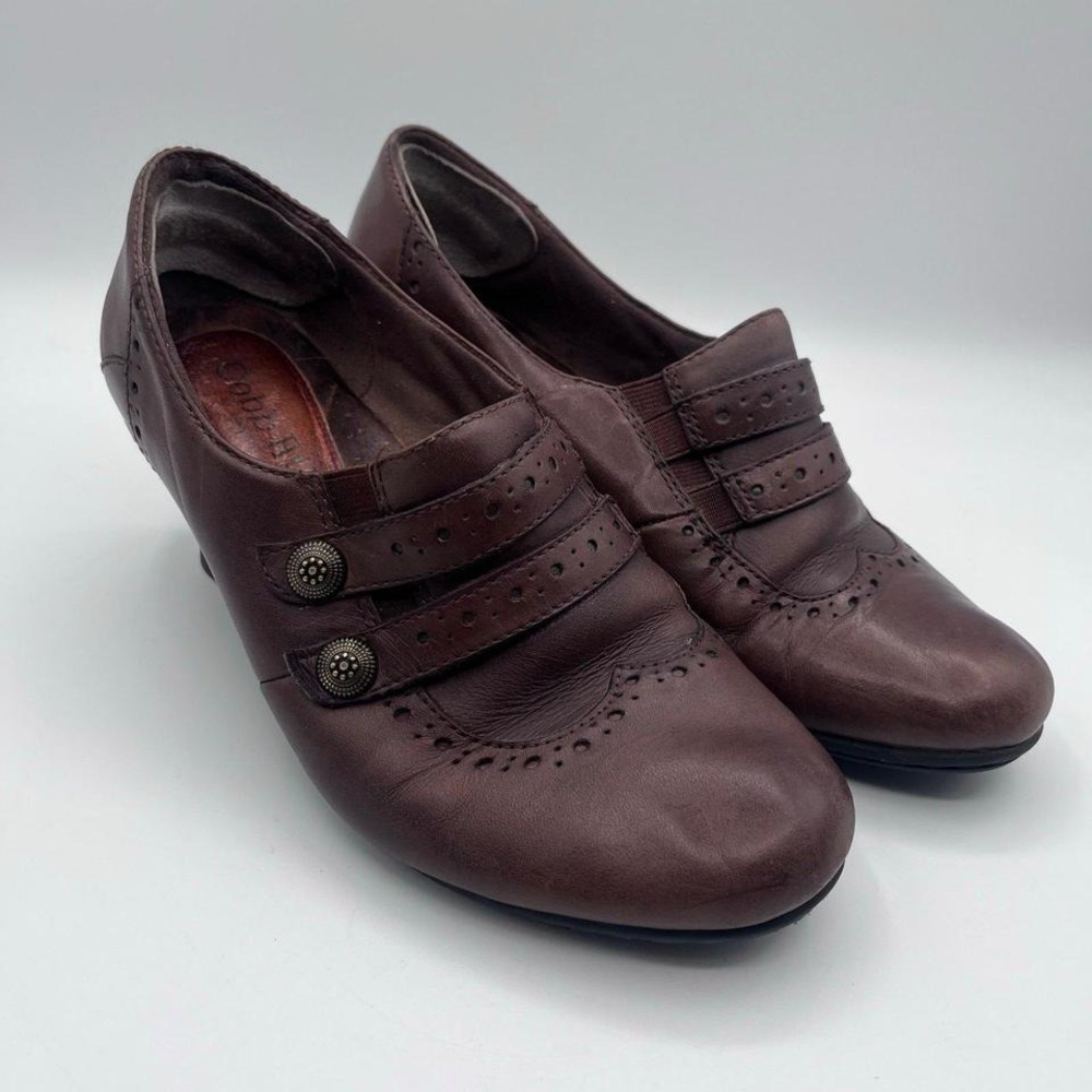 Cobb‎ Hill Women's Brown Leather Heeled Loafers Size 8.5 Classic Oxford Style